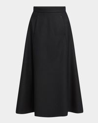 Circle-Cut Wool Midi Skirt