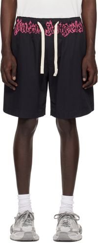Palm Angels Short noir à taille à logo