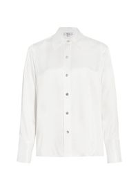 Women's Andrea Satin Button-Front Shirt - Ivory - Size Small