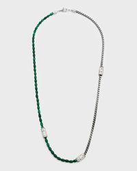 Men's Romero Sterling Silver Malachite Triple Wrap Bracelet