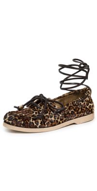 Golden Goose Horsy Leopard Boat Shoes Beige Brown Black Leo 36