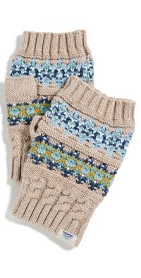 Faherty Fair Isle Fingerless Gloves Oatmeal Heather One Size