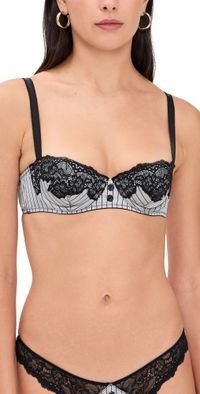 Fleur du Mal Executive Balconette Ash Pinstripe 32D