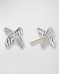 X Earrings with Diamonds