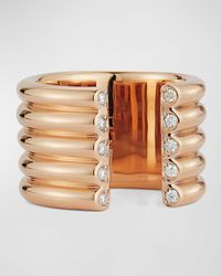 Thoby Rose Gold 5-Row Tubular Open Ring with Diamonds