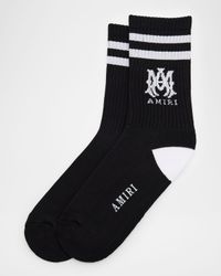 Men's MA Double-Stripe Ribbed Crew Socks