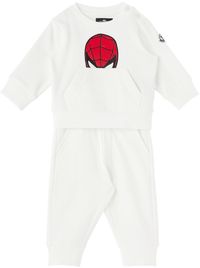 Moncler Enfant Baby White Spider-Man Sweatshirt & Lounge Pants Set