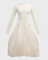 Kenlie Mixed Media Bubble Midi Dress