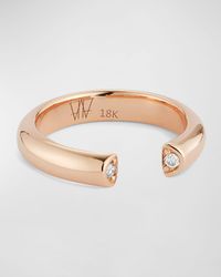 Thoby Rose Gold 1-Row Tubular Open Ring with Diamonds