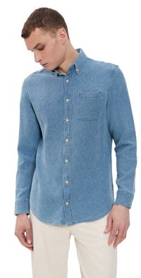 Taylor Stitch The Jack Cotton Waffle Shirt Indigo Waffle 46