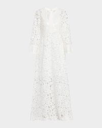 Cynthia Sequin-Embellished Floral Lace Gown