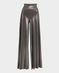 Wide-Leg Metallic Pants