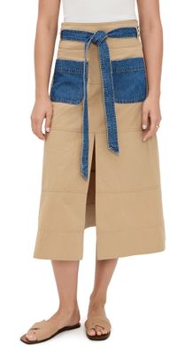 Tanya Taylor Hudson Skirt Dark Khaki w/ Medium Indigo 00