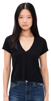 perfectwhitetee Recycled Cotton V Neck Tee True Black L