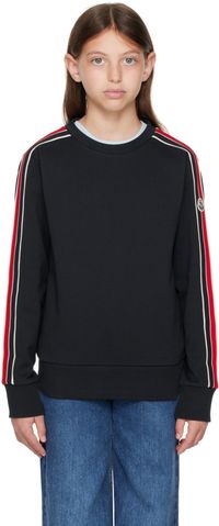 Moncler Enfant Jeune | Pull molletonné bleu marine à rayures tricolores