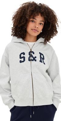 Sporty & Rich S & R Ivy Zip Hoodie Heather Gray XL