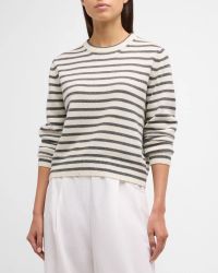 Cashmere Blend Striped Sweater with Paillette Detail
