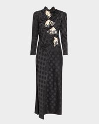 Kelly-B Polka Dot Silk Satin Draped Dress