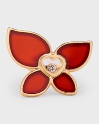 Happy Butterfly 18K Rose Gold Carnelian and Diamond Ring