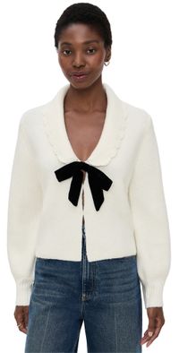 WAYF Sloane Bow Cardigan Ivory XS