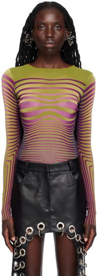 Jean Paul Gaultier Green & Purple Body Morphing Long Sleeve T-Shirt