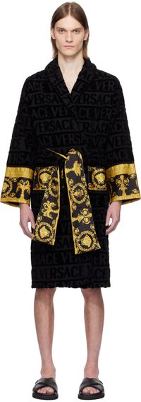 Versace Underwear Black 'I Heart Baroque' Bathrobe