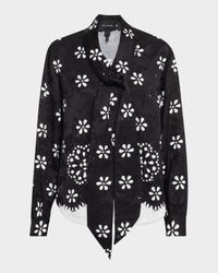 Trompe-L'oeil Long-Sleeve Bow Blouse