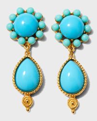 Gold Stone Dangle Earrings
