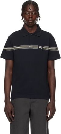 Burberry Polo bleu marine en coton à rayures