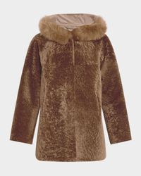 Reversible Textured Lamb Shearling Parka With Merinillo Lamb Shearling Trim