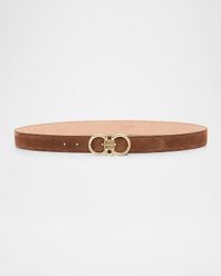 Men's Suede Gancini-Buckle Belt