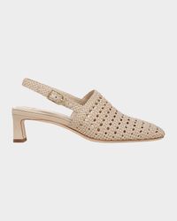 Woven Leather Slingback Pumps