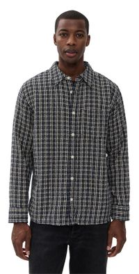 Corridor Reverse Tweed Snow Check Shirt Blue XL