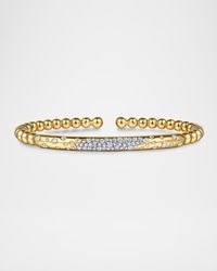14K Yellow Gold Bujukan Pave Diamond Split Bangle Bracelet