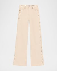 Studded Wide Flare Corduroy Pants
