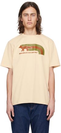 Maison Kitsuné T-shirt beige à logo de renard Flash