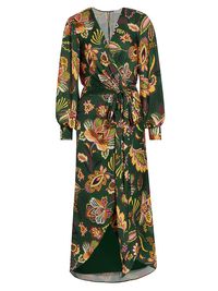 Women's Daisy Floral Wrap Midi-Dress - Spruce Combo Morris Floral - Size 10