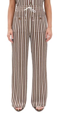 Veronica Beard Jean Zosia Pants White/Brown XL