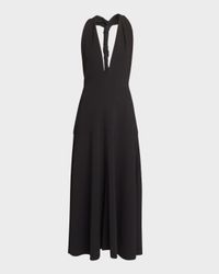 Matte Viscose Crepe Twist-Back Maxi Dress