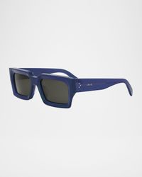 Men's 3-Dot Acetate Rectangle Sunglasses