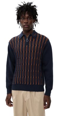Malbon Golf Links Polo Sweater Navy L
