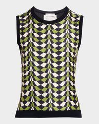 Geo Print Silk Insert Knit Tank Top