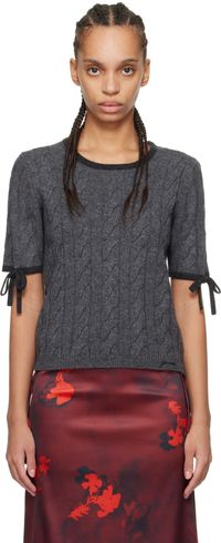 GANNI Gray Cashmere Mix T-shirt