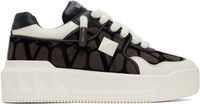 Valentino Garavani White & Brown One Stud XL Low-Top Sneakers