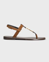 Leather YSL T-Strap Thong Sandals
