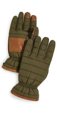 Faherty Nylon Ripstop Puffer Gloves Olive L