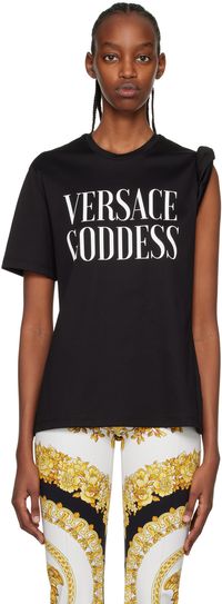 Versace Black 'Goddess' Rolled T-Shirt