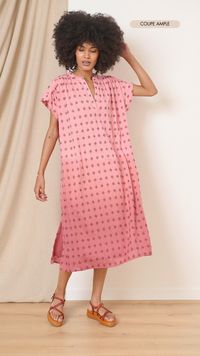 Garance Paris - Robe brodée tiedye - Taille L - Rose