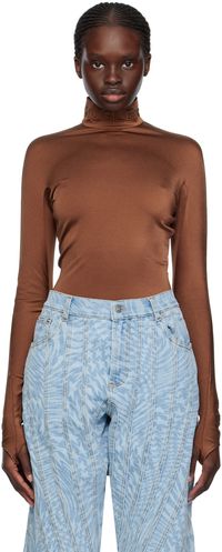 Mugler Justaucorps brun à col cheminée