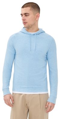 RLX Ralph Lauren Tech Waffle Knit Hoodie Office Blue Heather L